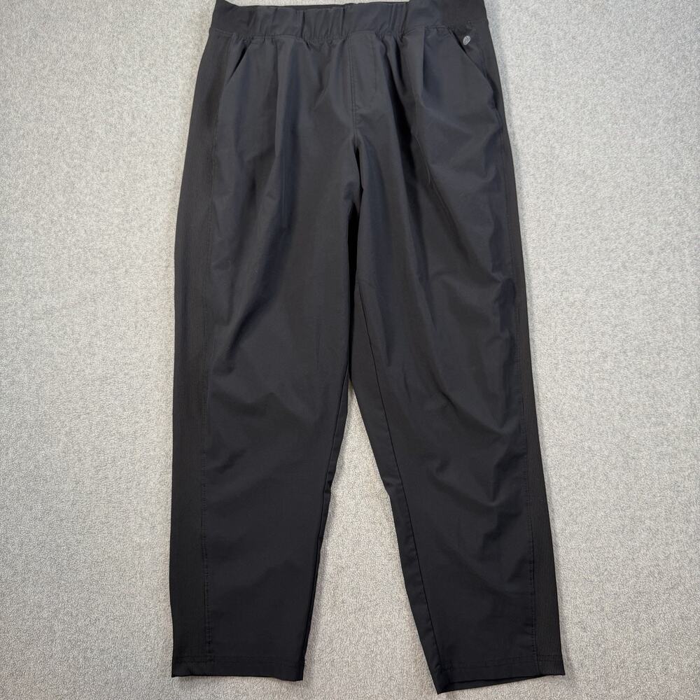 Apana Women's XL Black Activewear Pants Ankle Elastic Waist Ribbed Side